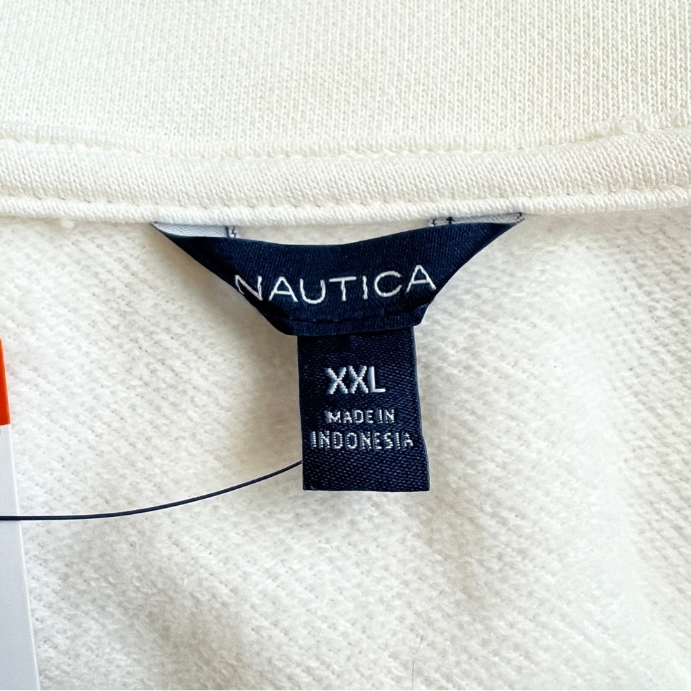 NAUTICA 1/4 Zip Polo Pullover Top Lightweight Sweatshirt White Navy NWT XXL - Picture 9 of 9
